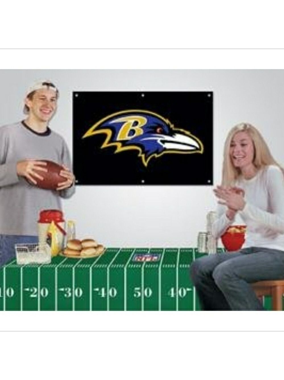 NFL Baltimore Ravens Party Kit Tailgating Big Game Partys Banner and Tablecloth